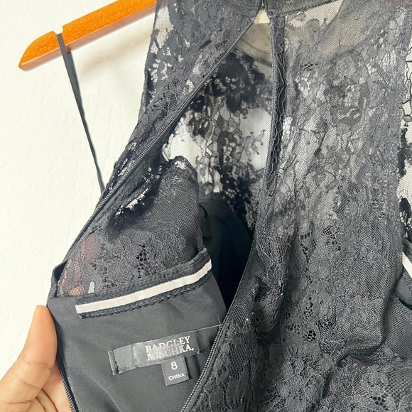 Badgley Mischka Black Lace Column Gown - Picture 6 of 7